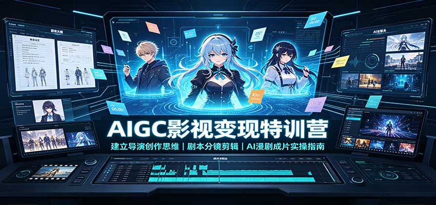 AIGC影视变现特训营:建立导演创作思维,剧本分镜剪辑,AI漫剧成片实操指南-极客网创