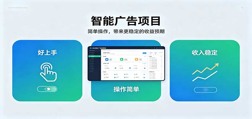 智能广告挂机项目,操作简单上手快,收益稳定可持续。稳定日入300+-极客网创