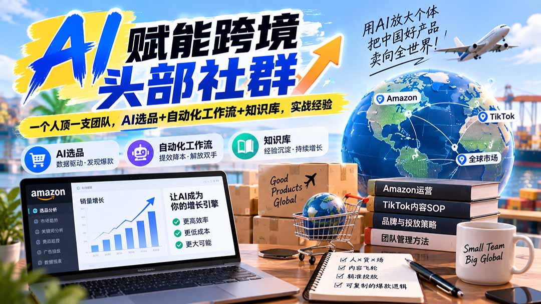 AI赋能跨境头部社群-更新9月：一个人顶一支团队，AI选品+自动化工作流+知识库，实战经验-极客网创