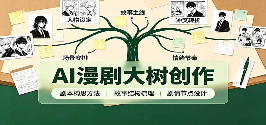 AI漫剧大树创作:剧本构思课程讲解,软件插件配置,配套工具资料完整梳理-极客网创