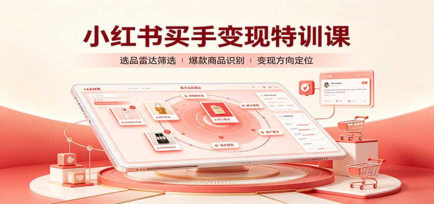 小红书买手变现特训课:账号定位养号起号,选品挂车,笔记标题封面全套教学-极客网创