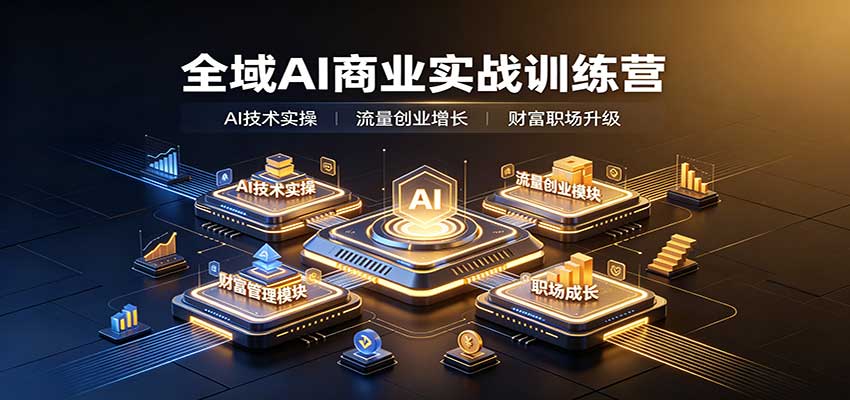 全域AI商业实战训练营:涵盖AI技术实操、流量创业、财富管理与职场成长全体系内容-极客网创
