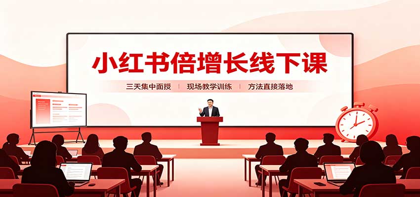 小红书倍增长线下课:三天集中面授,拆解选品、素材制作与起号全链路-极客网创