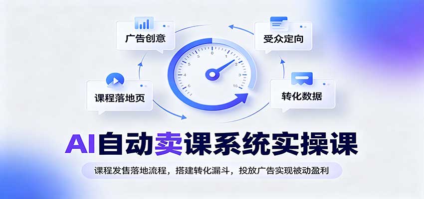 AI自动卖课系统实操课：课程发售落地流程，搭建转化漏斗，投放广告实现被动盈利-极客网创