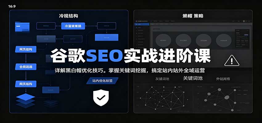 2026谷歌SEO实战进阶课：详解黑白帽优化技巧，掌握关键词挖掘，搞定站内站外全域运营-极客网创