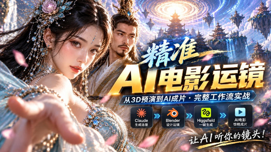 AI视频终于能精准运镜了!Claude+Blender+Higgsfield免费插件实测-极客网创
