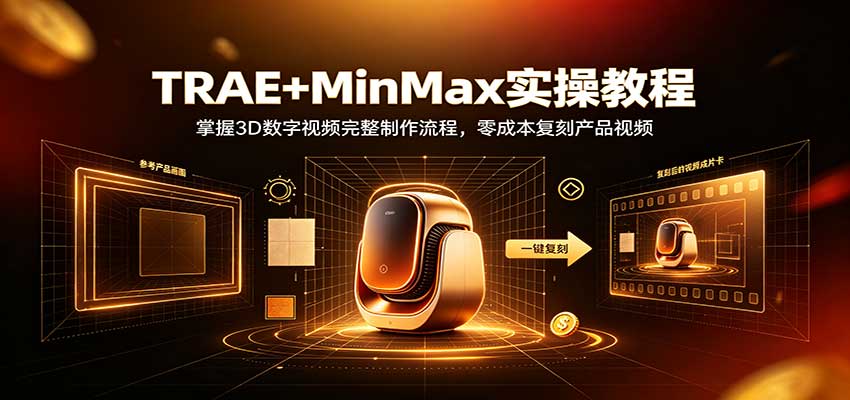 TRAE+MinMax实操教程:3D数字视频完整制作流程,零成本复刻产品视频-极客网创