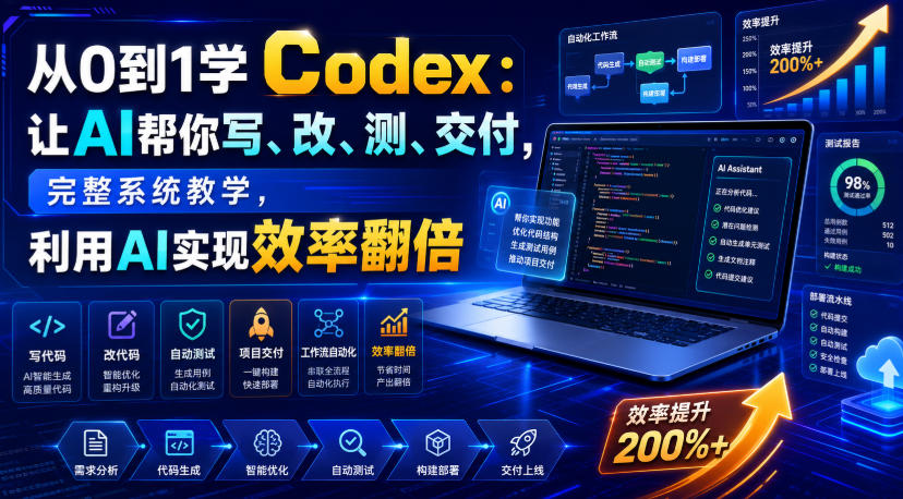 从0到1学Codex:让AI帮你写、改、测、交付,完整系统教学,利用AI实现效率翻倍(更新0918)-极客网创