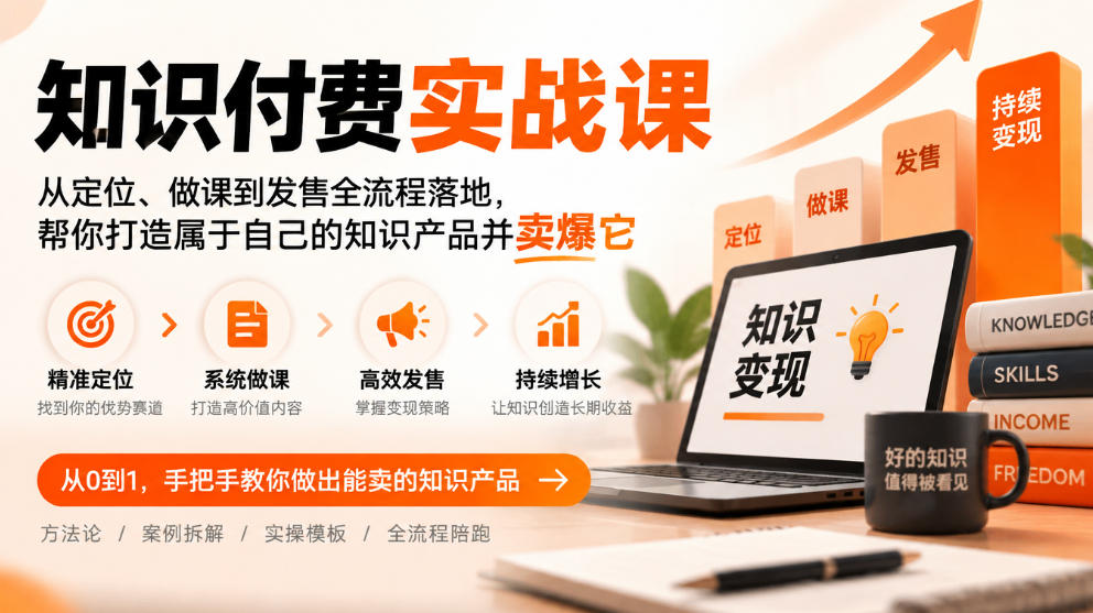 知识付费实战课:从定位、做课到发售全流程落地,帮你打造属于自己的知识产品并卖爆它-极客网创