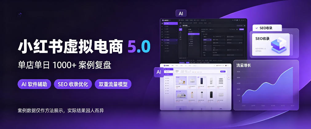 小红书虚拟电商5.0，单店单日1000+，AI软件+SEO收录，双重流量稳定出单【揭秘】-极客网创