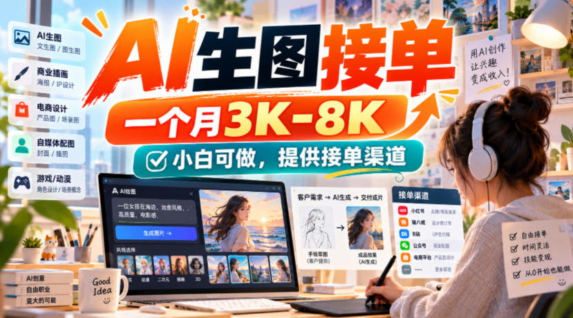 AI生图接单,一个月3K-8K,小白可做,提供接单渠道-极客网创