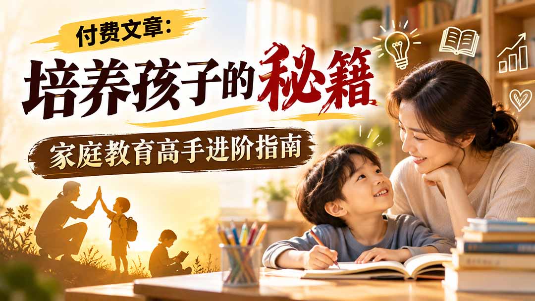 付费文章：培养孩子的秘籍，家庭教育高手进阶指南-极客网创