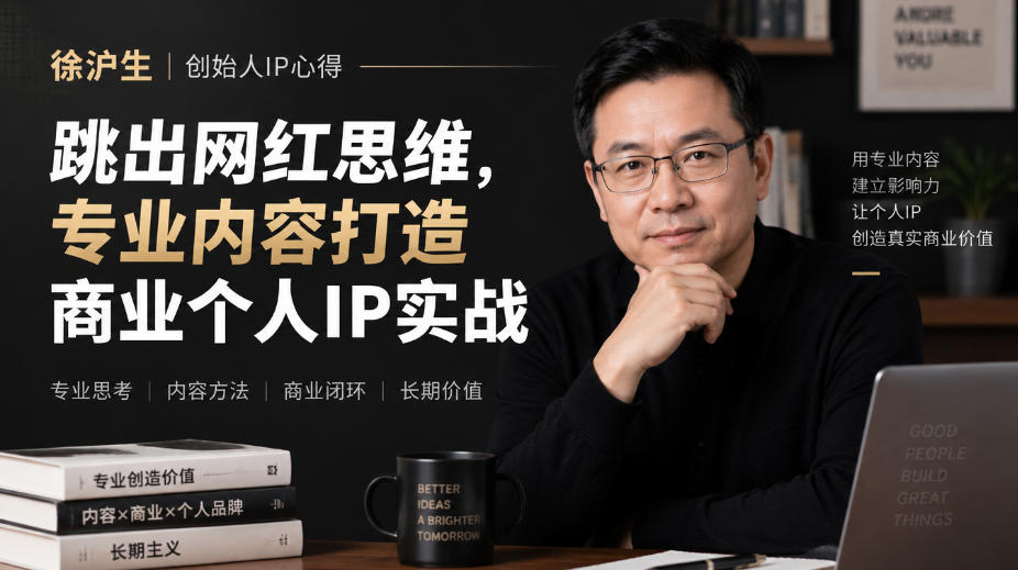 徐沪生创始人IP心得｜跳出网红思维，专业内容打造商业个人IP实战【文档】-极客网创