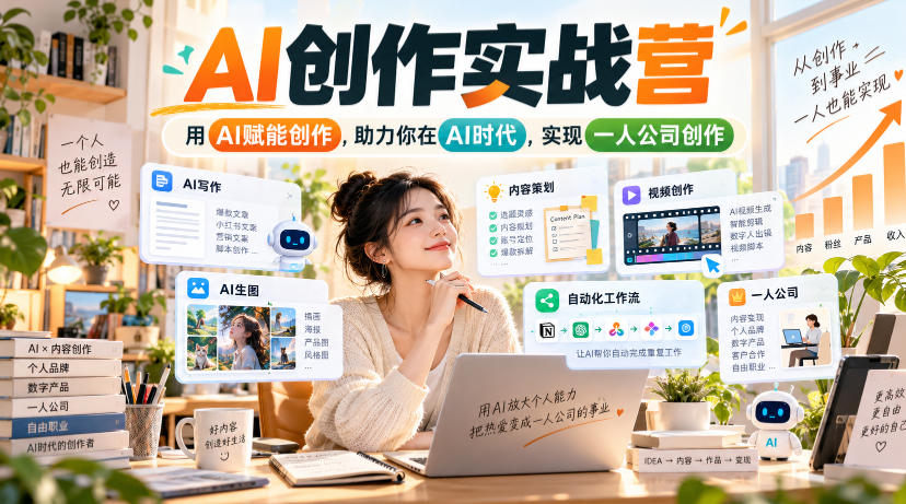 AI创作实战营，用AI赋能创作，助力你在AI时代，实现一人公司创作(更新)-极客网创