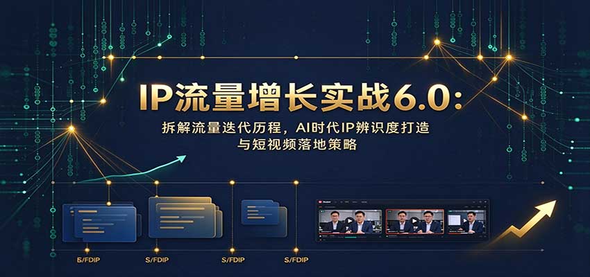 IP流量增长实战6.0:拆解流量迭代历程,AI时代IP辨识度打造与短视频落地策略-极客网创