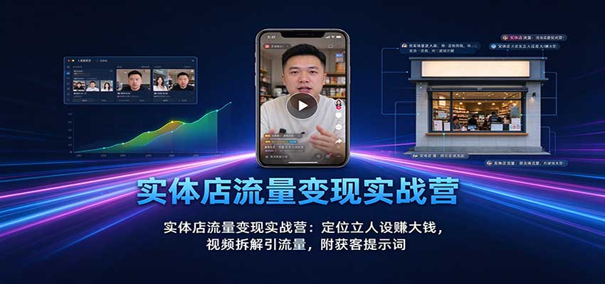 实体店流量变现实战营：定位立人设赚大钱，视频拆解引流量，附获客提示词-极客网创