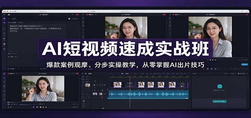 AI短视频速成实战班：爆款案例观摩、分步实操教学，从零掌握AI出片技巧-极客网创
