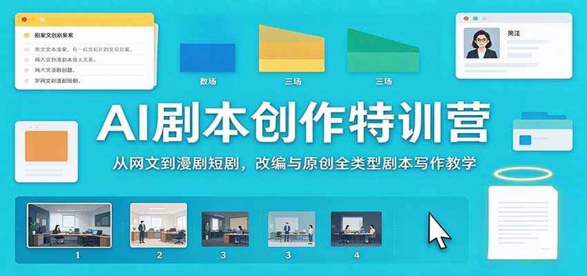 AI剧本创作特训营：从网文到漫剧短剧，改编与原创全类型剧本写作教学-极客网创