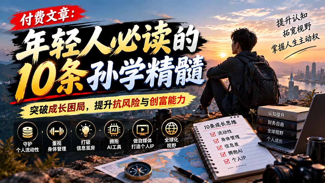 付费文章：年轻人必读的10条孙学精髓，突破成长困局，提升抗风险与创富能力-极客网创