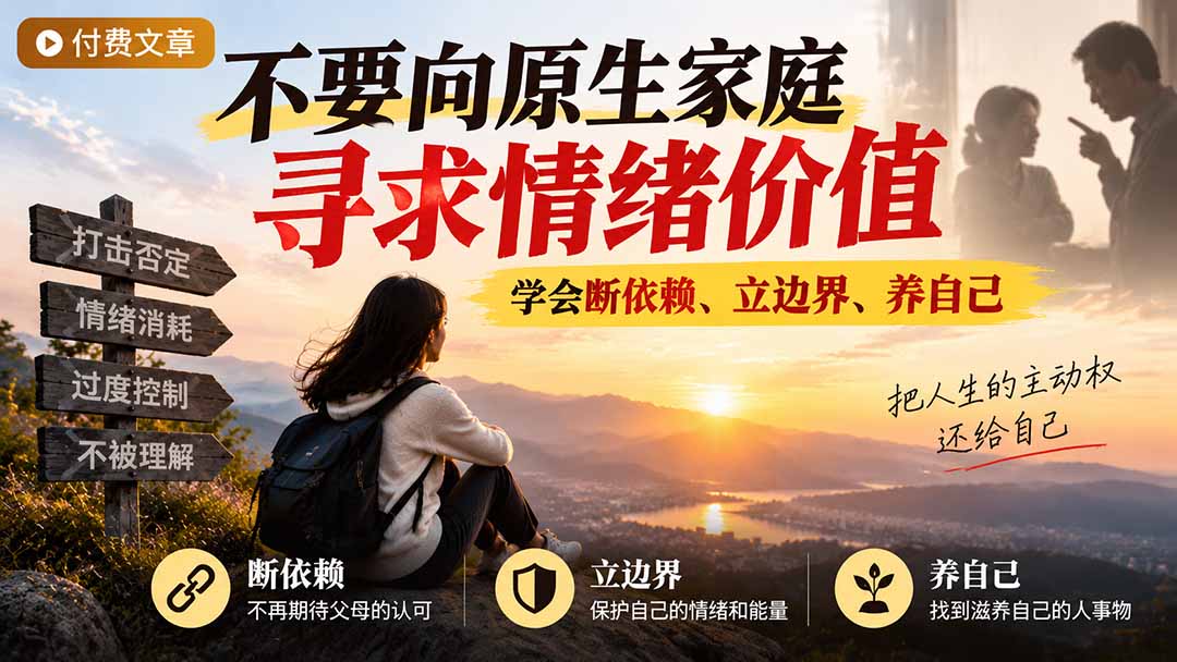 付费文章：不要向原生家庭寻求情绪价值，学会断依赖、立边界、养自己-极客网创