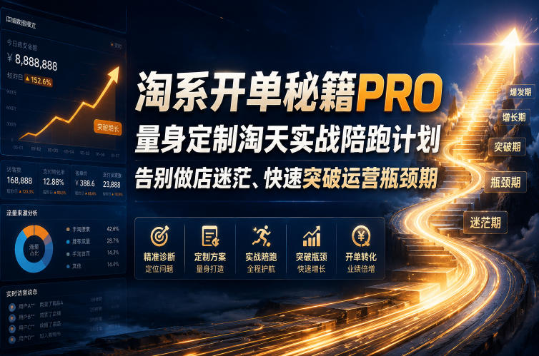 淘系开单秘籍PRO,量身定制淘天实战陪跑计划,告别做店迷茫、快速突破运营瓶颈期(更新261023)-极客网创