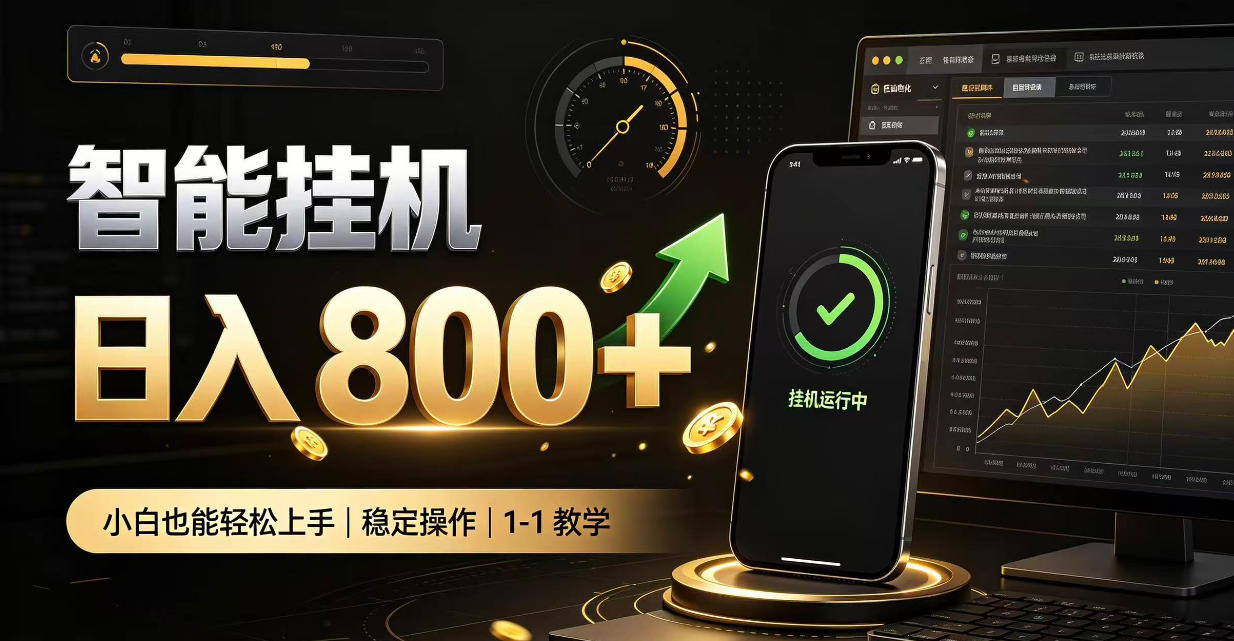 零值守智能挂G，副业高效增收居家智能挂G，新手也能日入800【揭秘】-极客网创