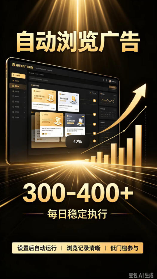 自动浏览广告计划，0门槛副业，日入300-400，躺賺稳定风口项目，无需人工操作，解放双手【揭秘】-极客网创