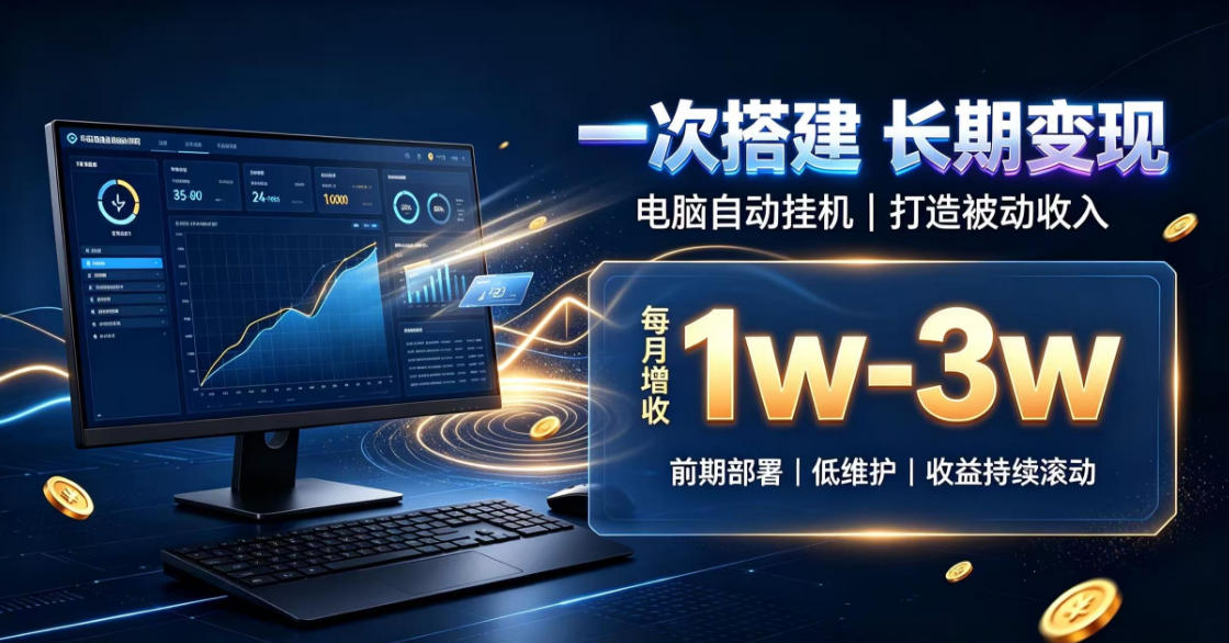 一份投入长期收益,电脑自动挂G类目,搭建被动收入每月增收1w-3w【揭秘】