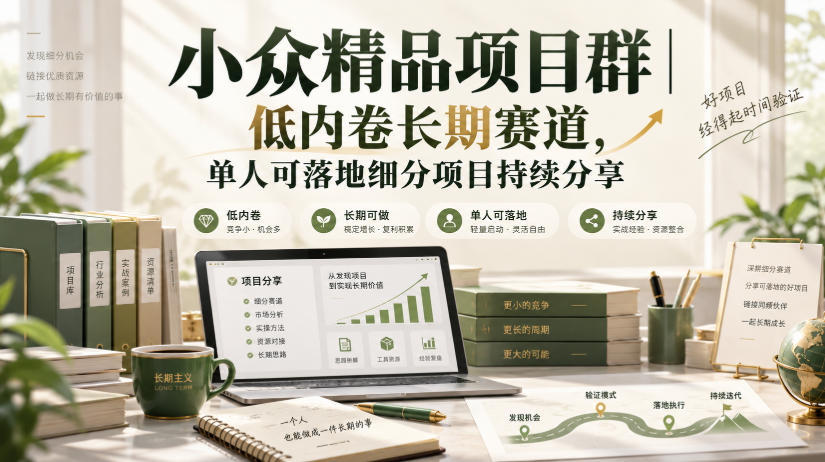 小众精品项目群|低内卷长期赛道,单人可落地细分项目持续分享-极客网创