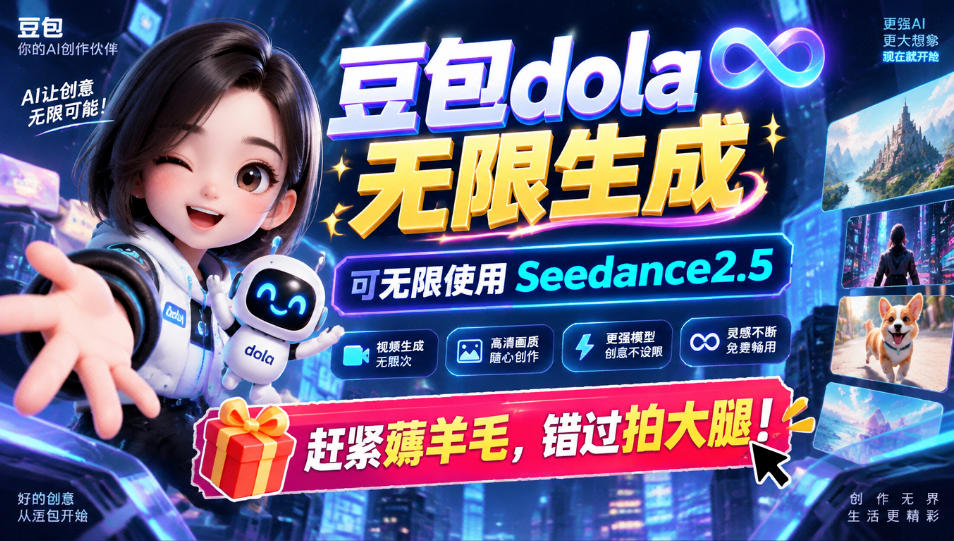 1029最新豆包dola无限生成技术，可以无限生成sseedance2.5，赶紧薅羊毛，和谐拍大腿-极客网创