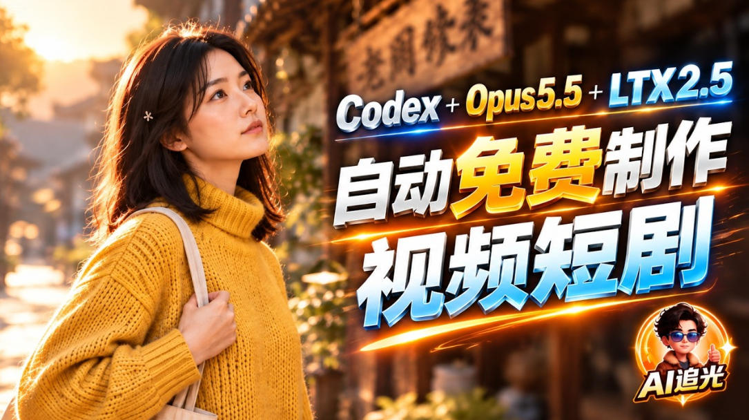 【无水印】Codex出图+免费LTX-2.5生成视频，Claude Opus 5.5全自动剪出1分钟情感短剧《停了的表》-极客网创